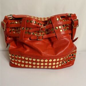 Rebecca Minkoff Orange Gold Studded Shoulder Bag